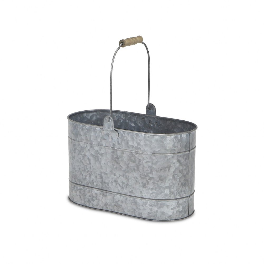 12" Gray Galvanized Steel Bucket HomeRoots
