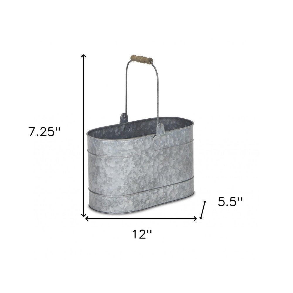12" Gray Galvanized Steel Bucket HomeRoots