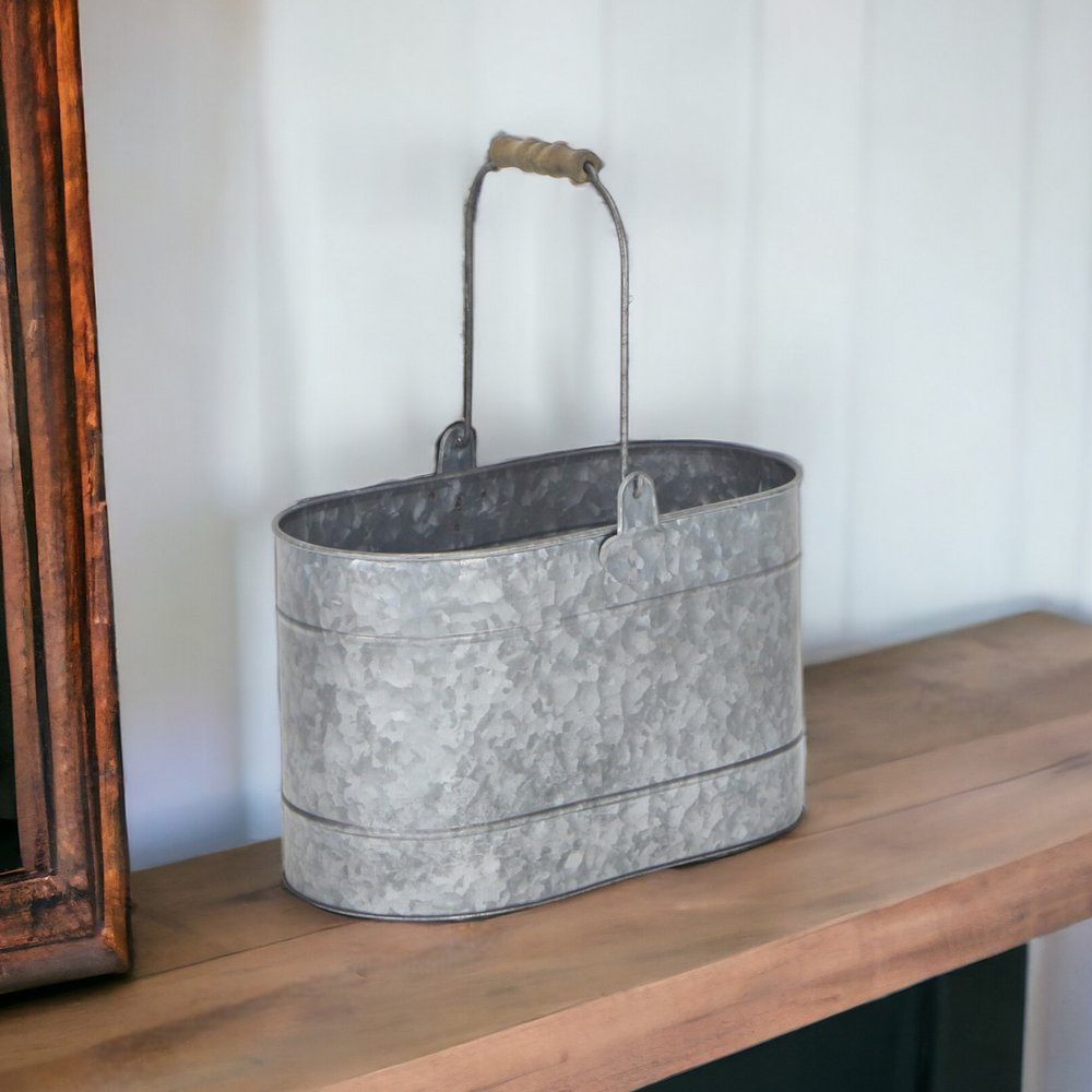 12" Gray Galvanized Steel Bucket HomeRoots