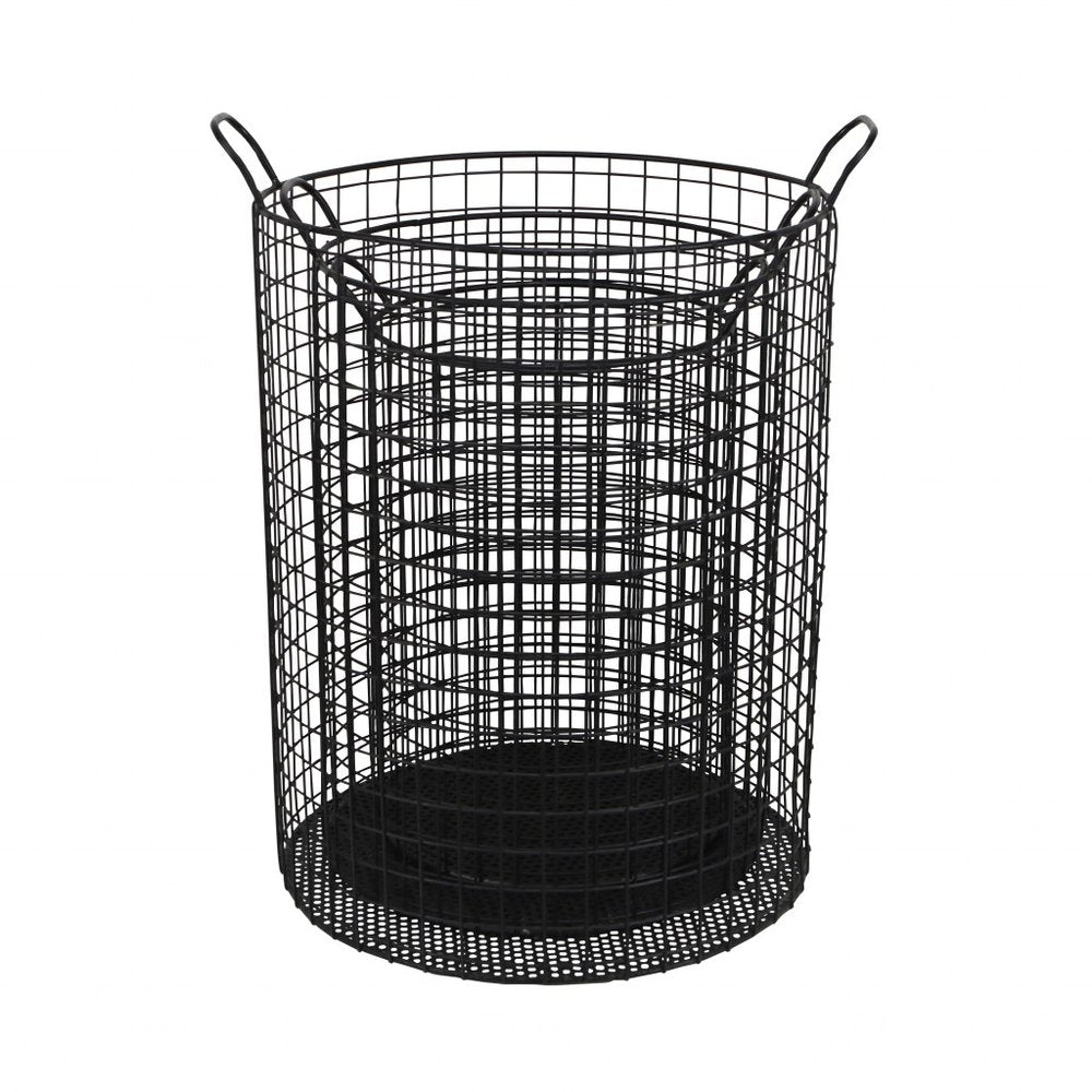Set of Three Black Metal Basket HomeRoots