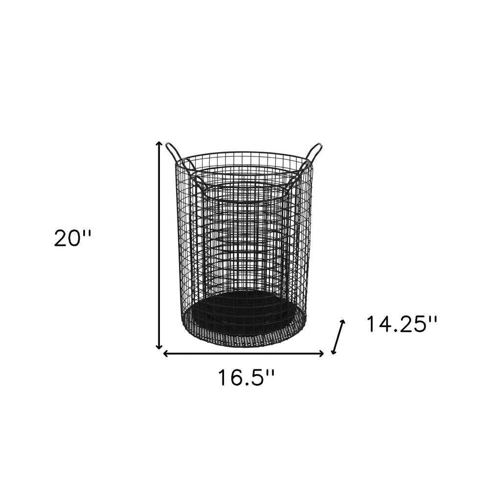Set of Three Black Metal Basket HomeRoots