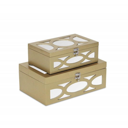 Set of Two Gold Wood Desk Organizer HomeRoots