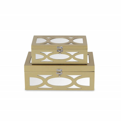 Set of Two Gold Wood Desk Organizer HomeRoots
