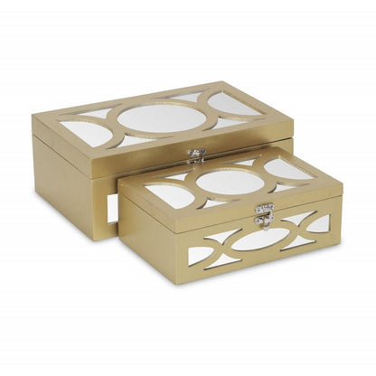 Set of Two Gold Wood Desk Organizer HomeRoots