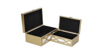 Set of Two Gold Wood Desk Organizer HomeRoots