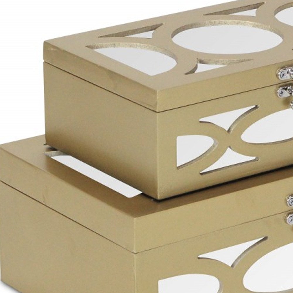 Set of Two Gold Wood Desk Organizer HomeRoots