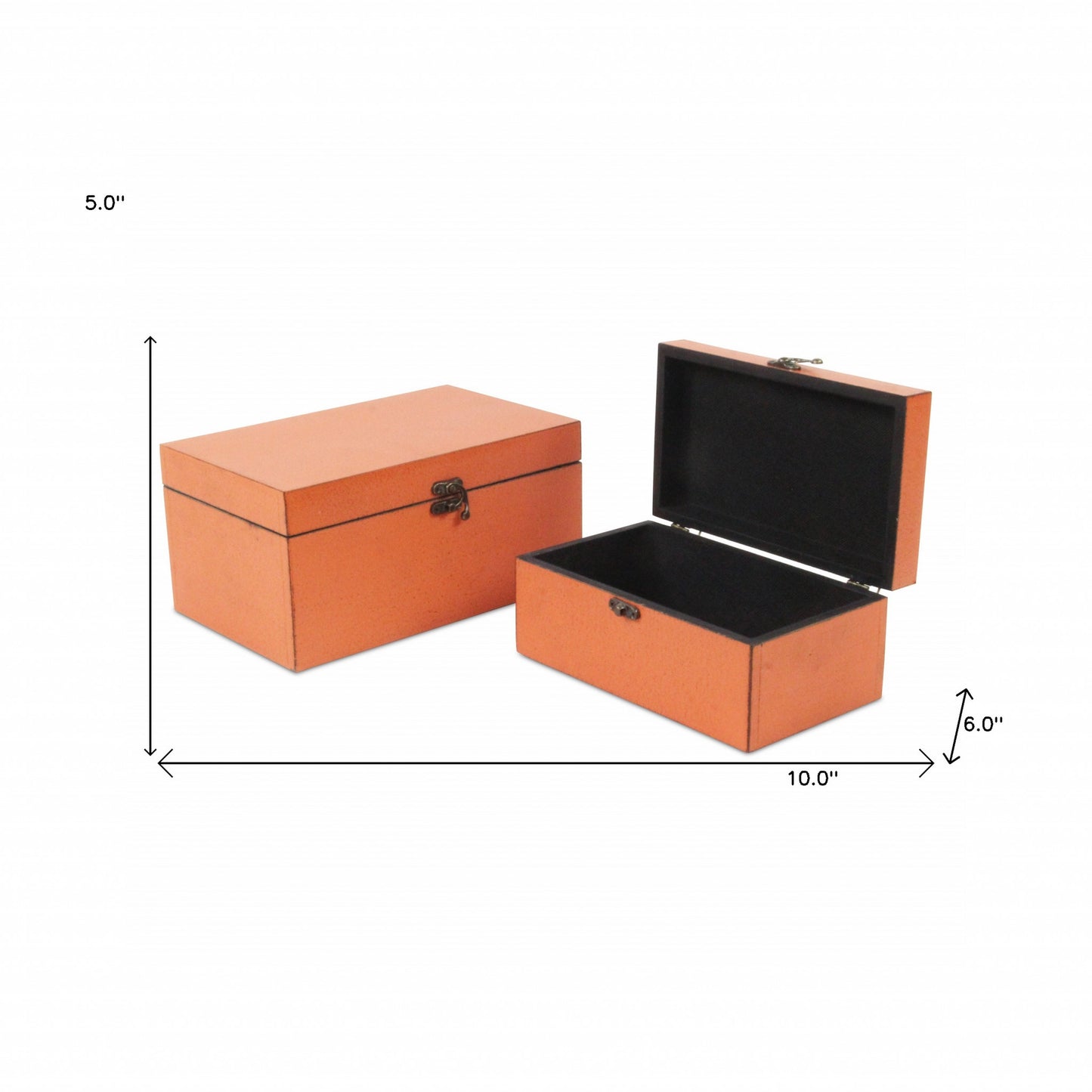 Set of Two Coral Wooden Storage Boxes