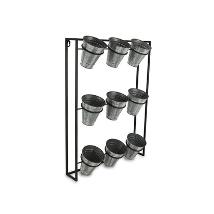 24" X 18" Black And Silver Metal Rectangular Wall Planter HomeRoots