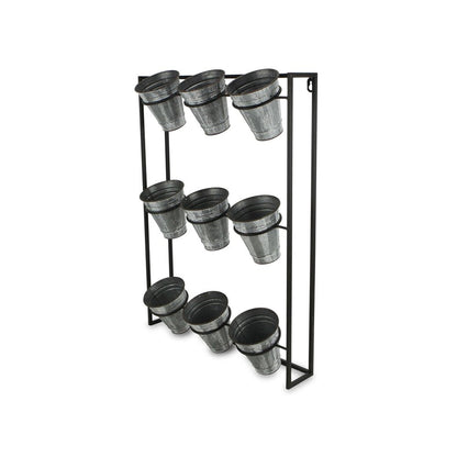 24" X 18" Black And Silver Metal Rectangular Wall Planter HomeRoots