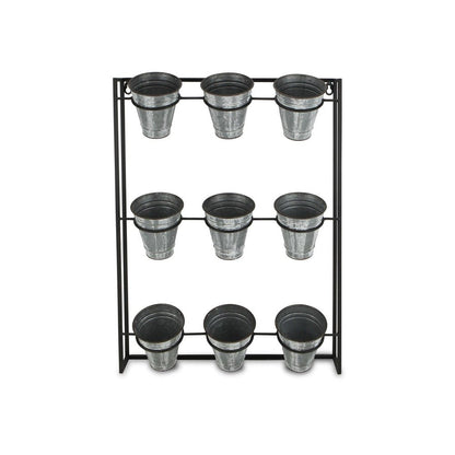 24" X 18" Black And Silver Metal Rectangular Wall Planter HomeRoots