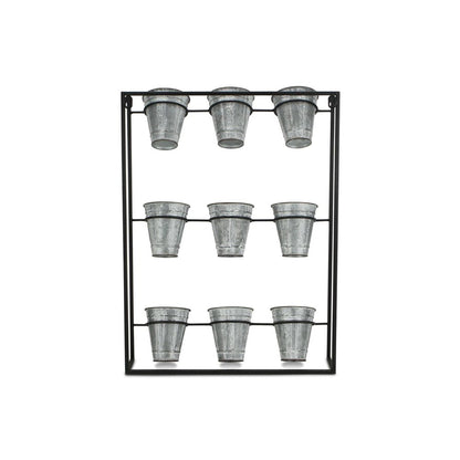24" X 18" Black And Silver Metal Rectangular Wall Planter HomeRoots