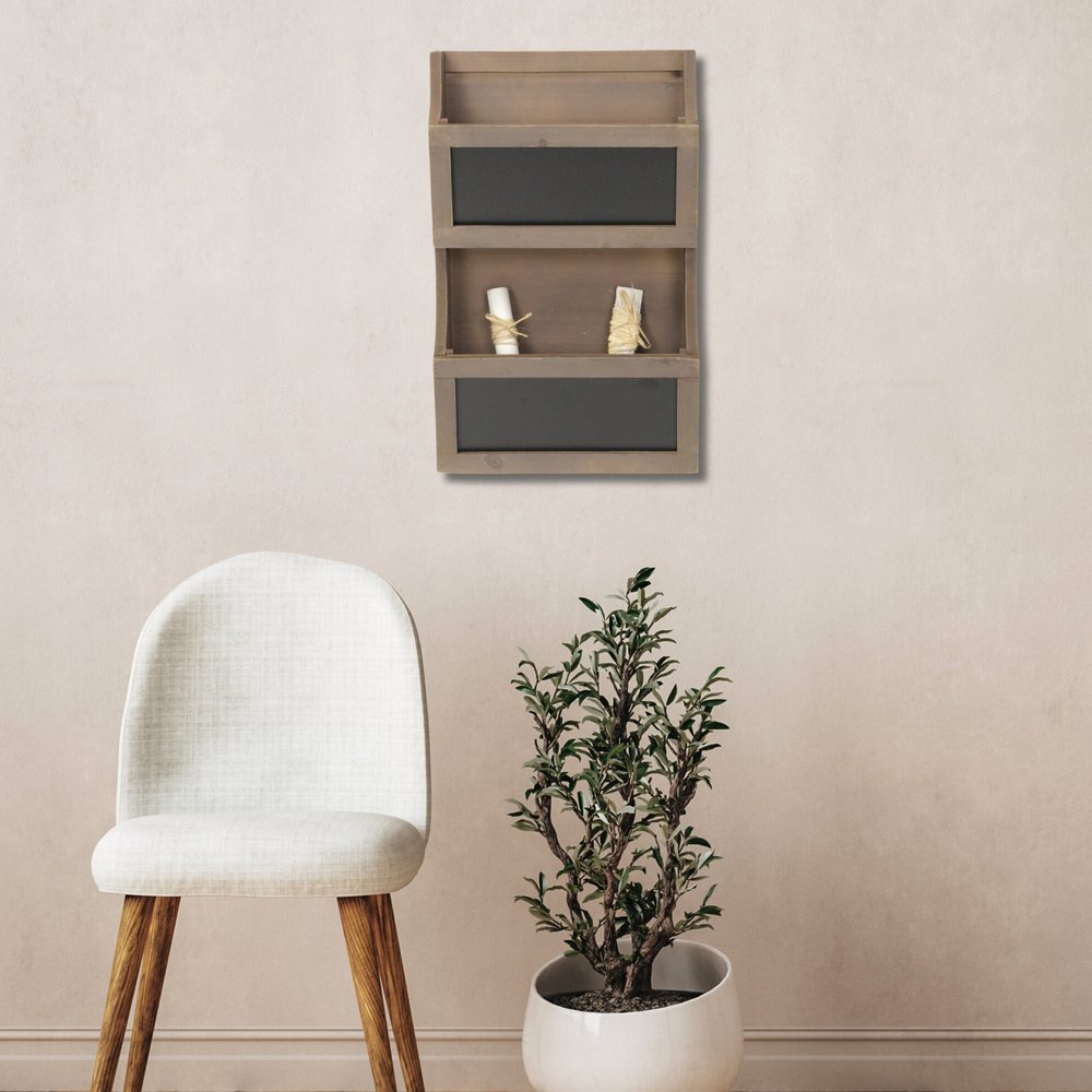 Set of Two Brown Solid Wood File Organizer HomeRoots