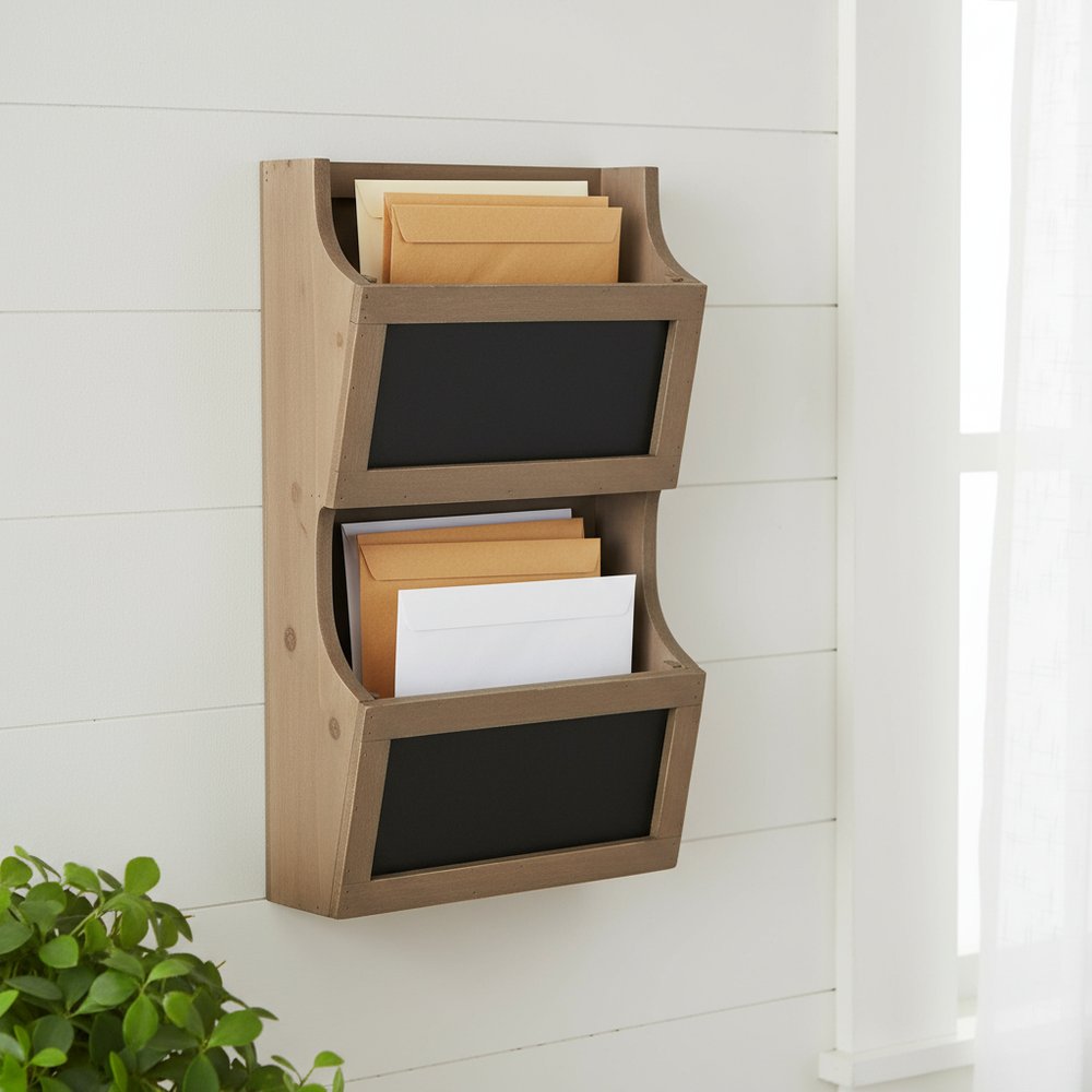 Set of Two Brown Solid Wood File Organizer HomeRoots