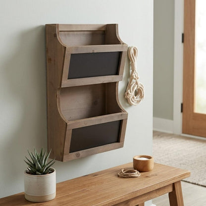 Set of Two Brown Solid Wood File Organizer HomeRoots