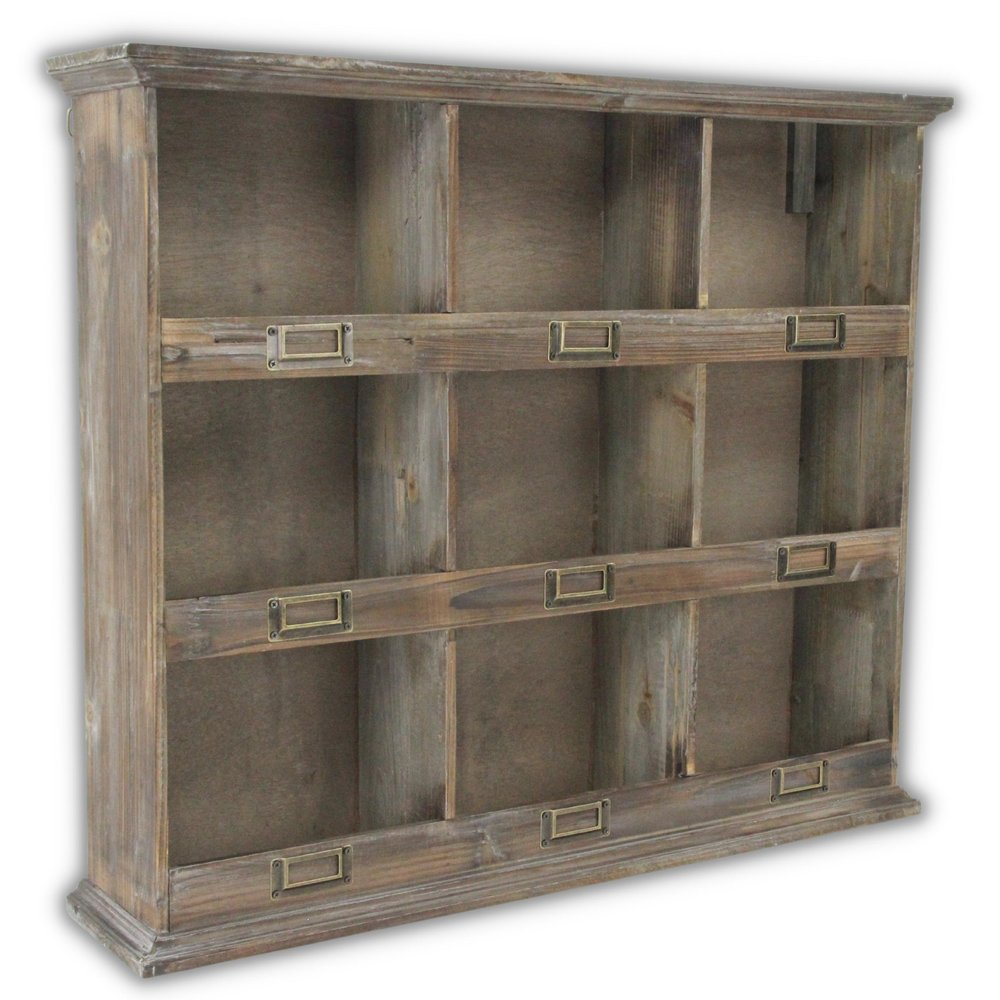 27" Dark Brown Solid Wood Wall Mounted Display Stand HomeRoots