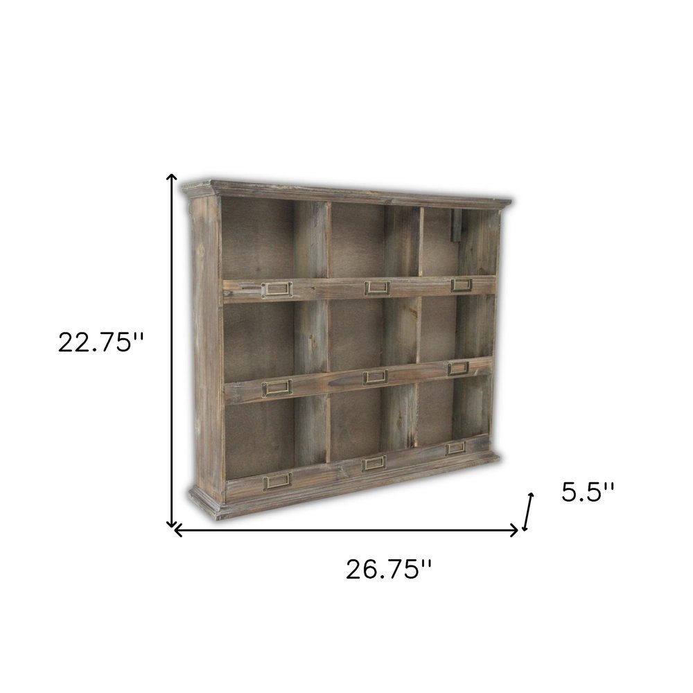 27" Dark Brown Solid Wood Wall Mounted Display Stand HomeRoots