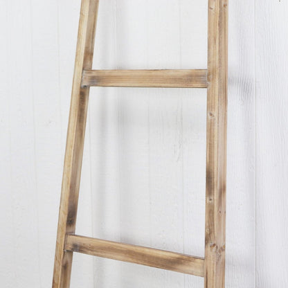 73" Natural And Black Wood And Metal Storage Ladder With Baskets HomeRoots