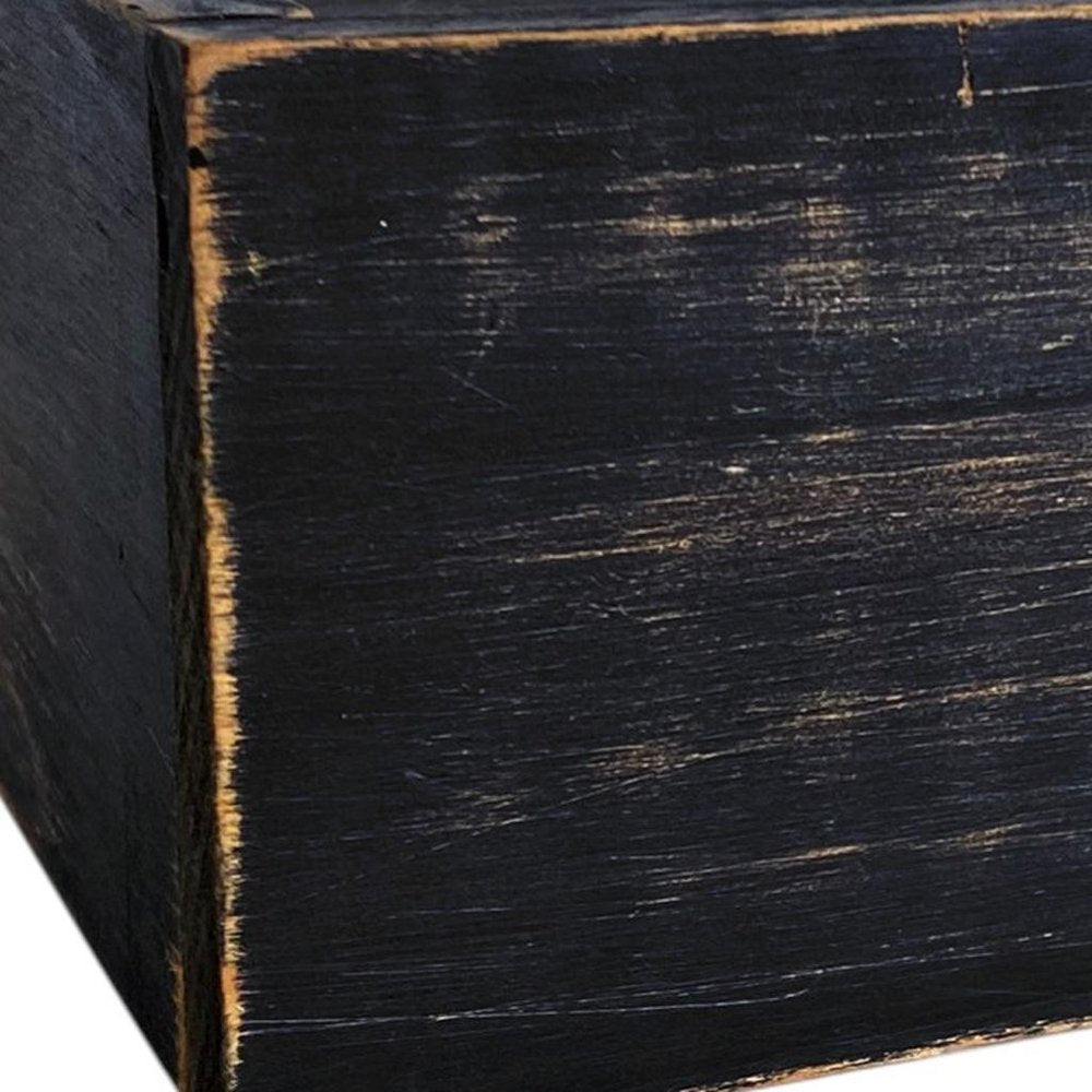 7" Black Wood Wall Mounted Floating Shelf With LED Light HomeRoots