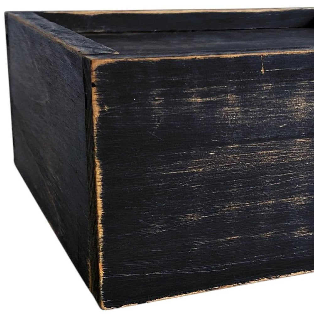 7" Black Wood Wall Mounted Floating Shelf With LED Light HomeRoots