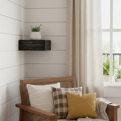 7" Black Wood Wall Mounted Floating Shelf With LED Light HomeRoots