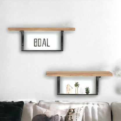 24" Two Shelves Solid Wood Wall Mounted Shelving Unit - FurniFindUSA