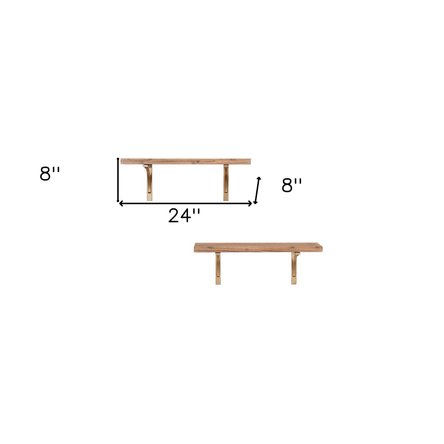 24" Two Shelves Solid Wood Wall Mounted Shelving Unit - FurniFindUSA