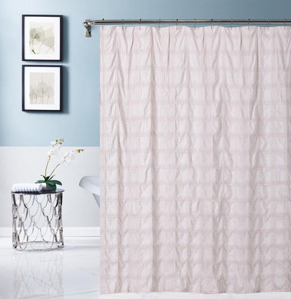 Pale Pink Modern Striped Crinkle Shower Curtain - FurniFindUSA