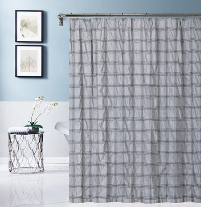 Gray Modern Striped Crinkle Shower Curtain - FurniFindUSA