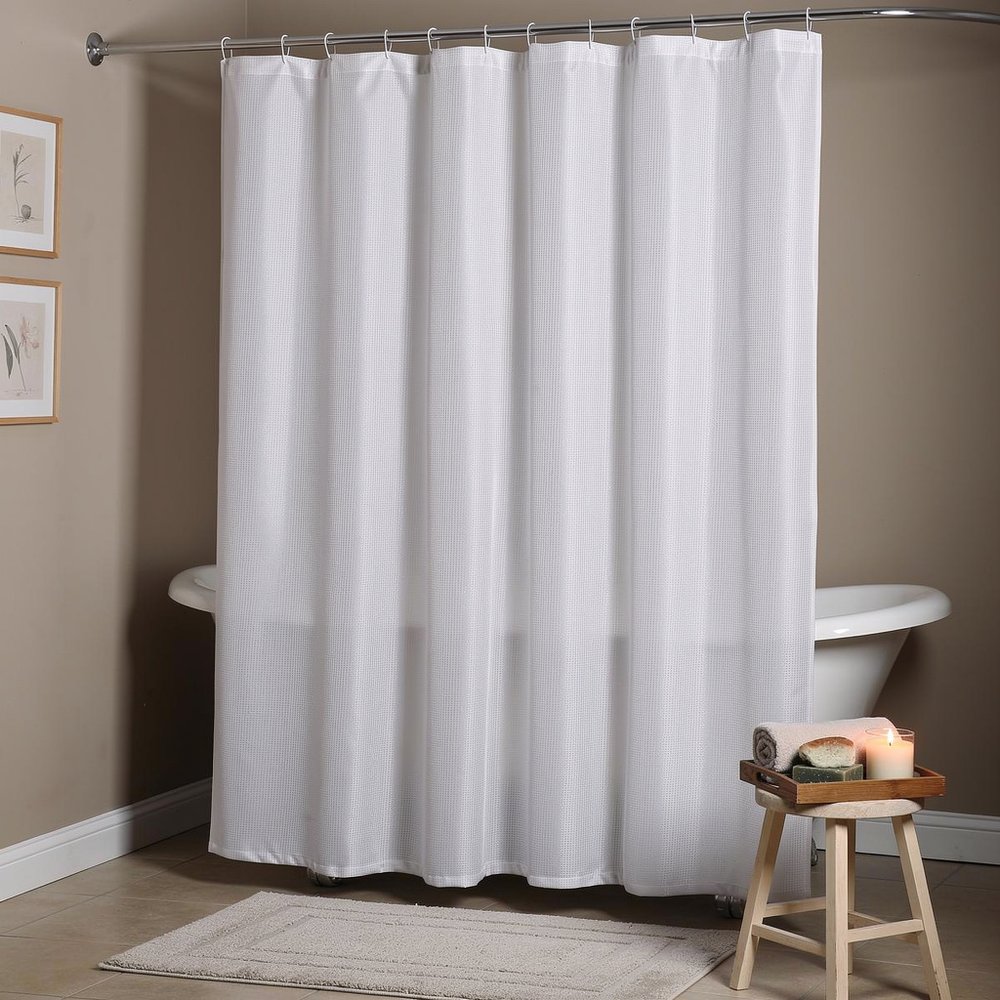 Luxurious White Waffle Weave Shower Curtain HomeRoots