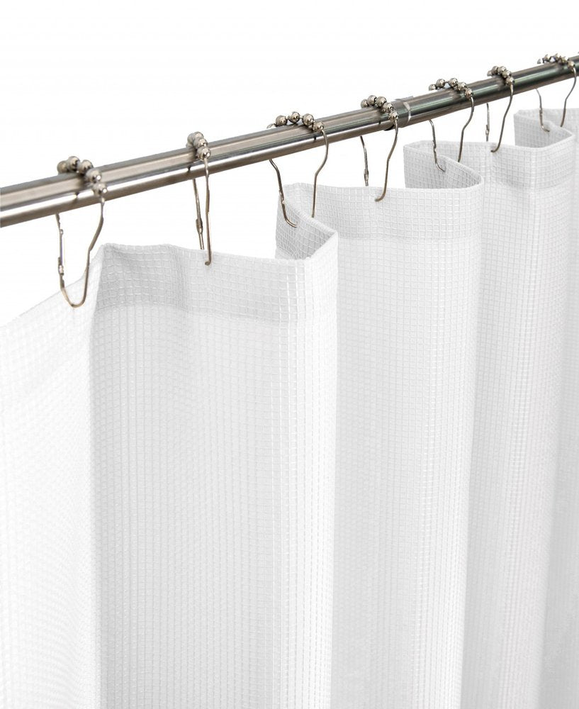 Luxurious White Waffle Weave Shower Curtain — view 1