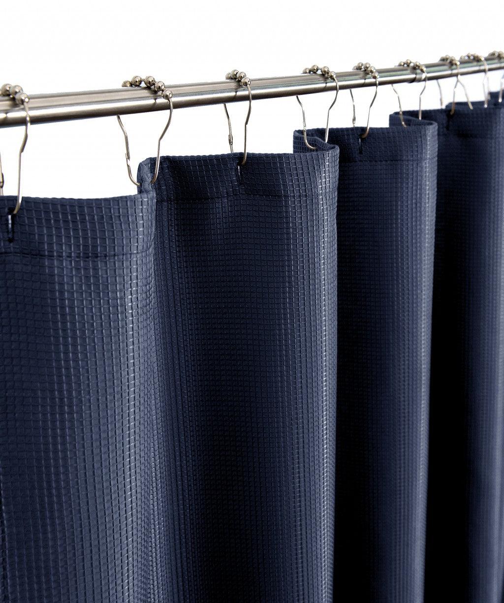 Luxurious Navy Waffle Weave Shower Curtain - FurniFindUSA