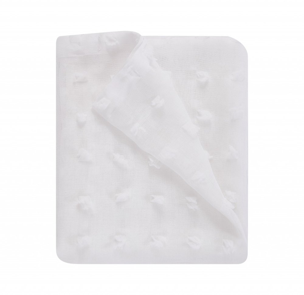 White Puff Sheer Shower Curtain HomeRoots