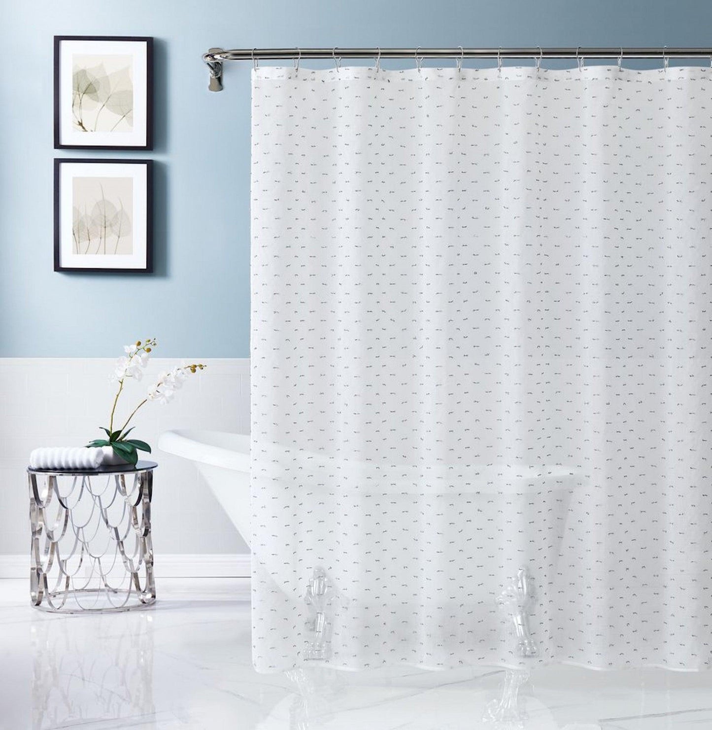 Silver Puff Sprinkles Shower Curtain - FurniFindUSA