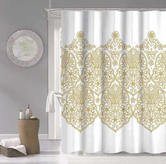 Gold Decorative Medallion Shower Curtain - FurniFindUSA