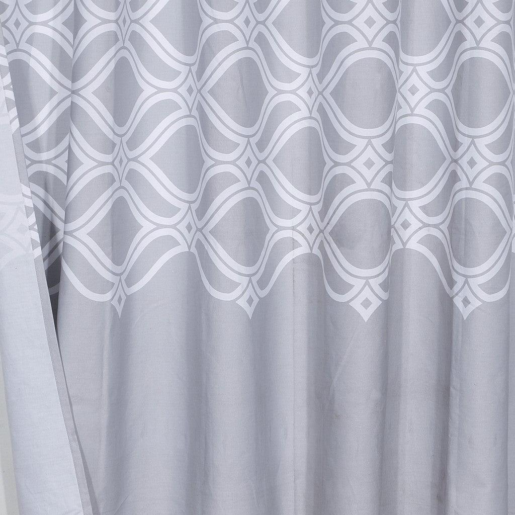 Gray and White Printed Lattice Shower Curtain - FurniFindUSA