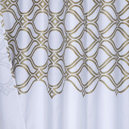 Gold and White Printed Lattice Shower Curtain - FurniFindUSA