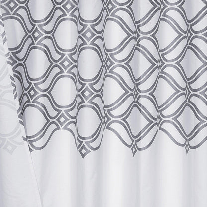 Silver and White Printed Lattice Shower Curtain - FurniFindUSA