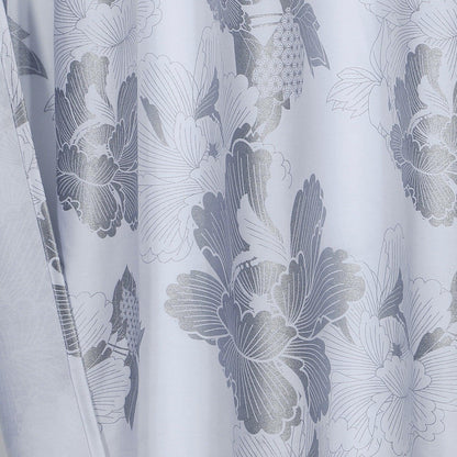Silver and White Floral Printed Shower Curtain - FurniFindUSA