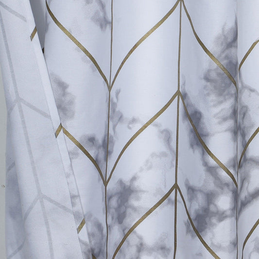 Silver Marble and Geo Pattern Shower Curtain - FurniFindUSA
