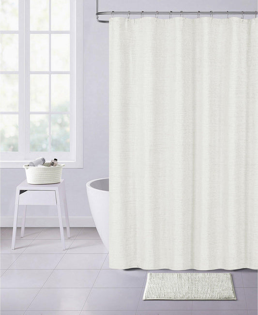 Pearl White Soft Textured Shower Curtain - FurniFindUSA