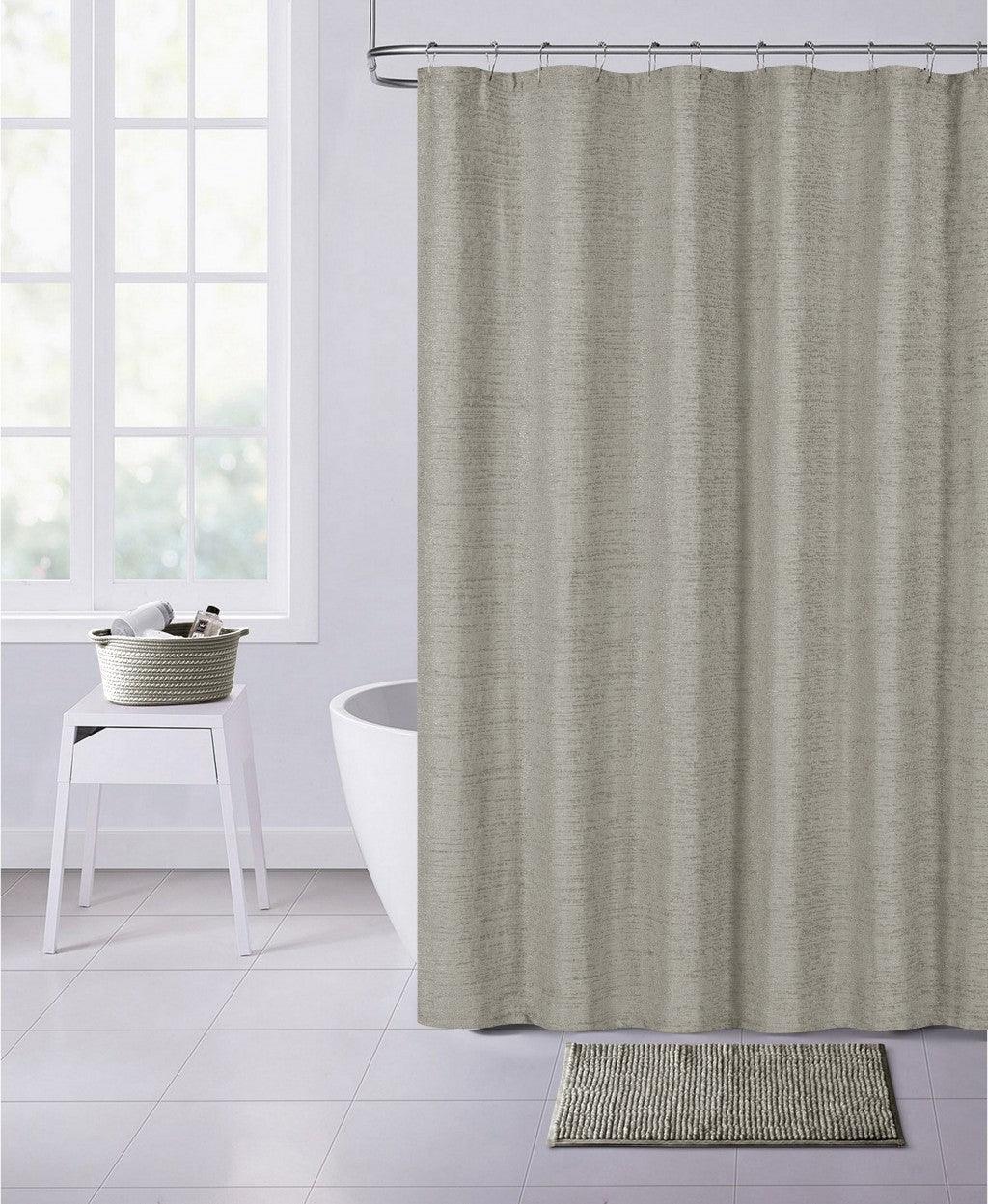 Silver Soft Textured Shower Curtain - FurniFindUSA