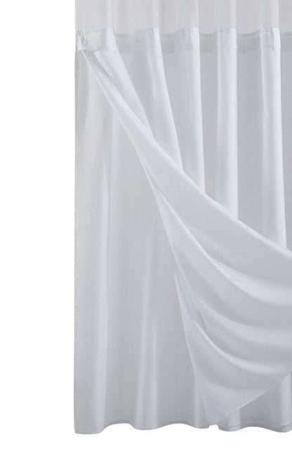 White Sheer and Grid Shower Curtain and Liner Set HomeRoots