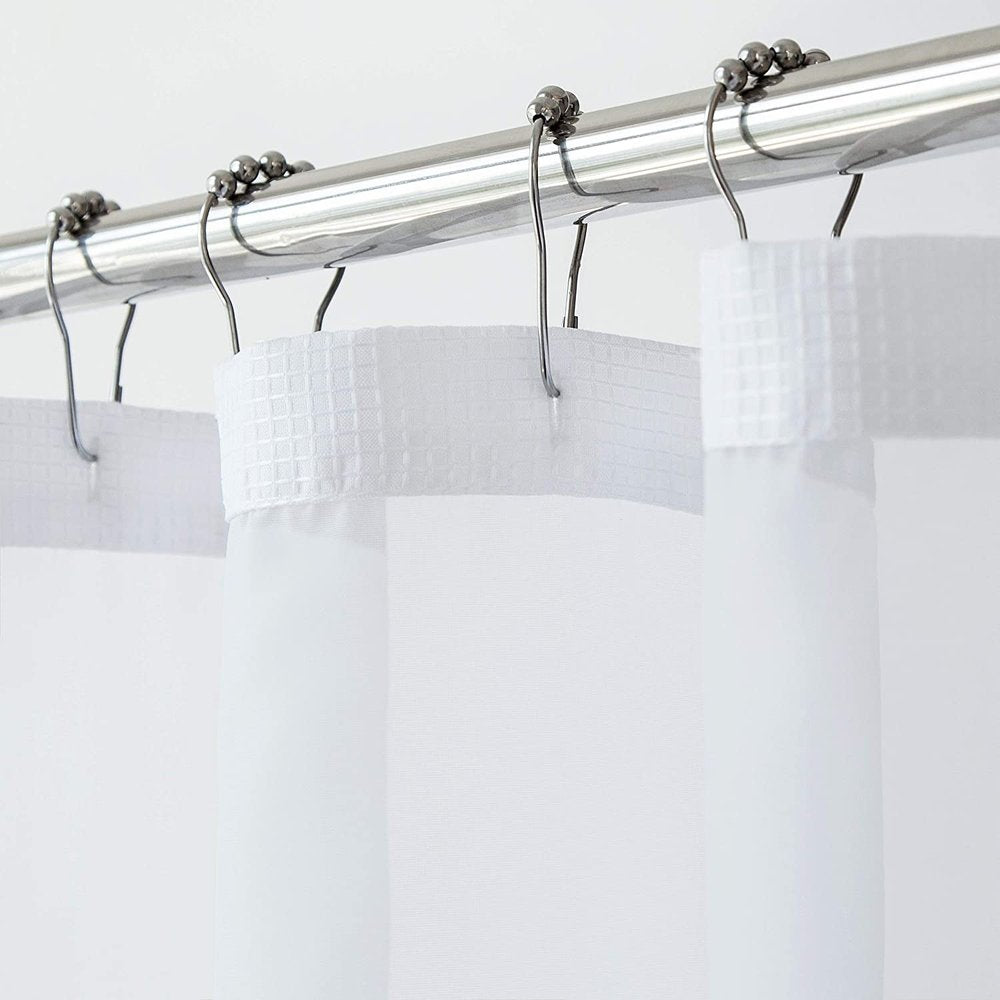 White Sheer and Grid Shower Curtain and Liner Set HomeRoots