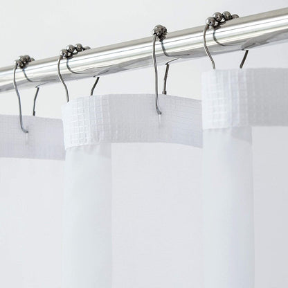 White Sheer and Grid Shower Curtain and Liner Set HomeRoots