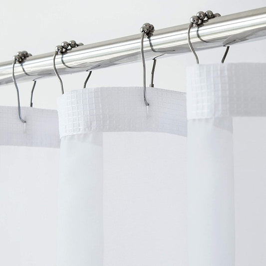 White Sheer and Grid Shower Curtain and Liner Set HomeRoots