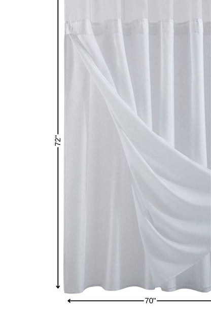 White Sheer and Grid Shower Curtain and Liner Set HomeRoots