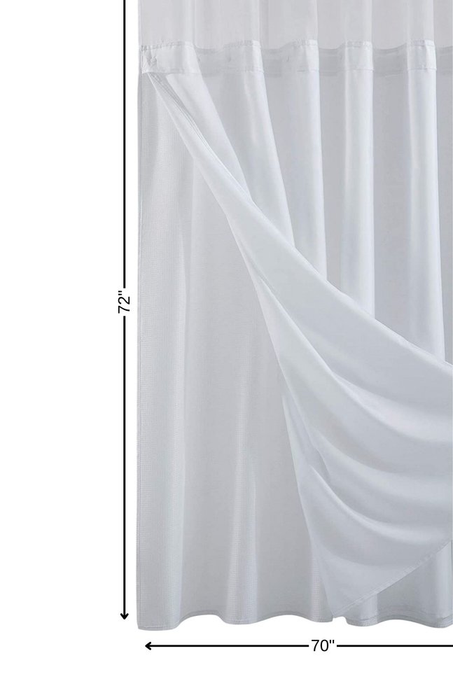 White Sheer and Grid Shower Curtain and Liner Set HomeRoots