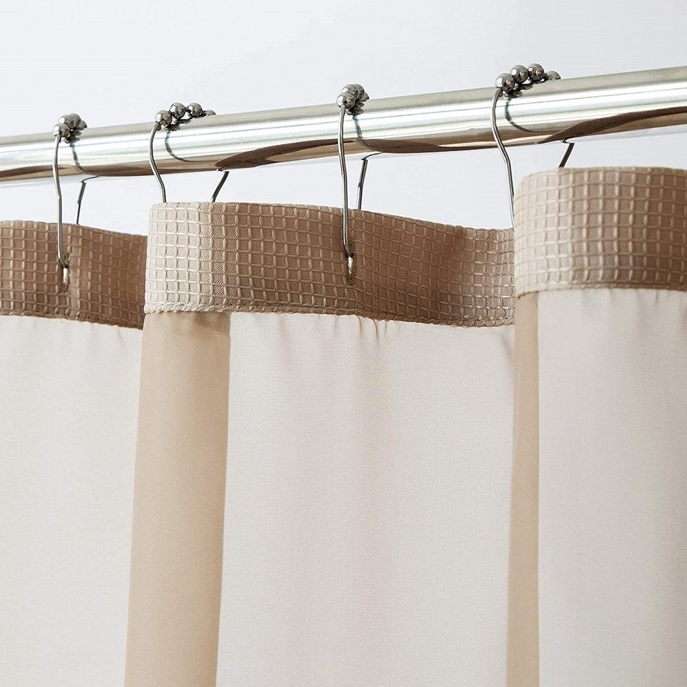 Mocha Sheer and Grid Shower Curtain and Liner Set HomeRoots