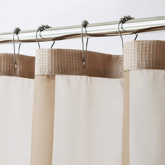 Mocha Sheer and Grid Shower Curtain and Liner Set HomeRoots