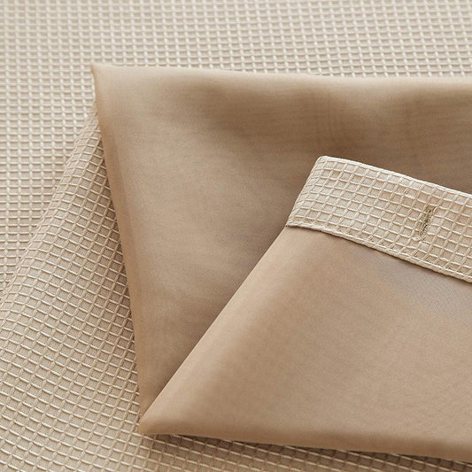Mocha Sheer and Grid Shower Curtain and Liner Set HomeRoots